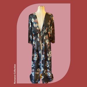 Floral Black Sheer Duster